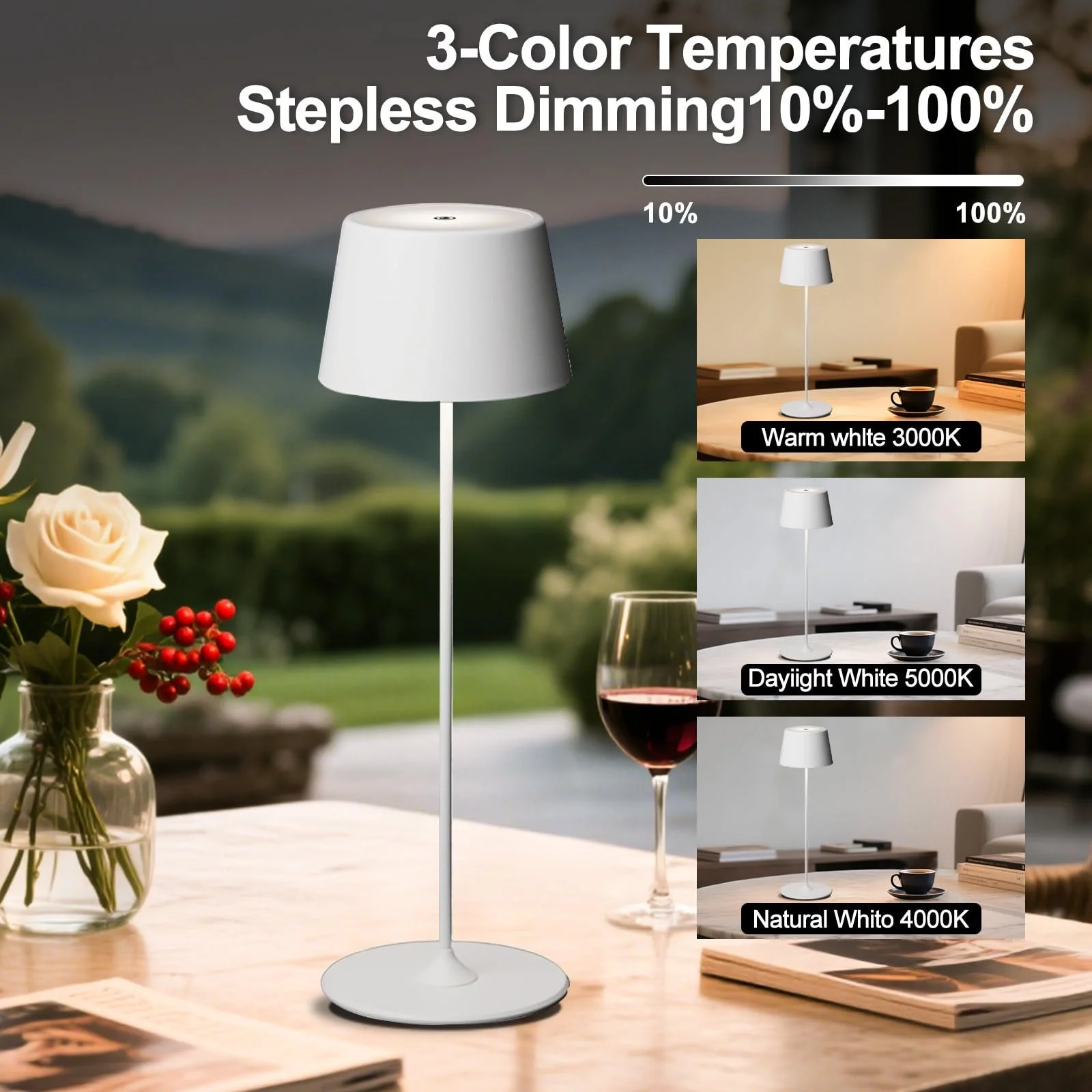 Настільна лампа MU LIN LED Wireless 4000 mAh Touch Dimmable 2700K-6000K, фото №2