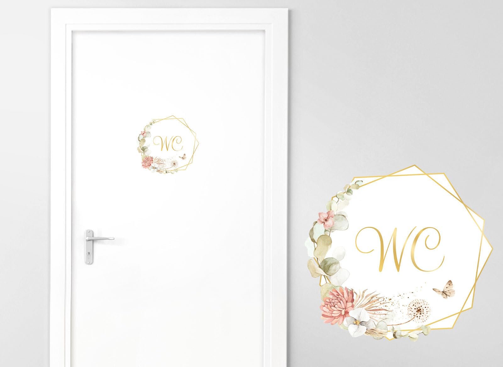 Наклейка на двері Grandora DL987 Toilet with Flower Tendril 19 x 18 см, фото №2