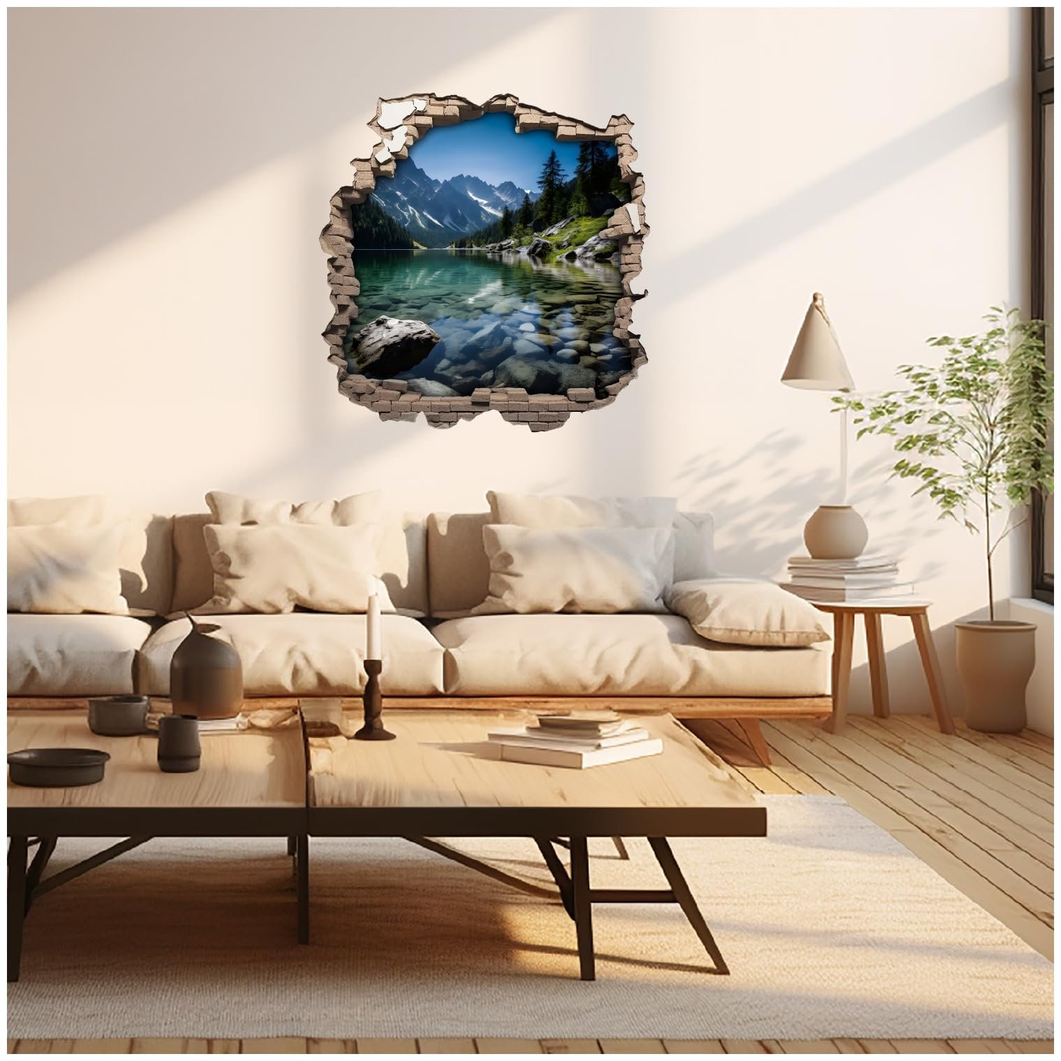 Наклейка на стіну Samunshi Wall Crack with Mountain Lake 70 x 70 см, фото №2 Наклейка на стіну Samunshi Wall Crack with Mountain Lake 70 x 70 см, фото №2