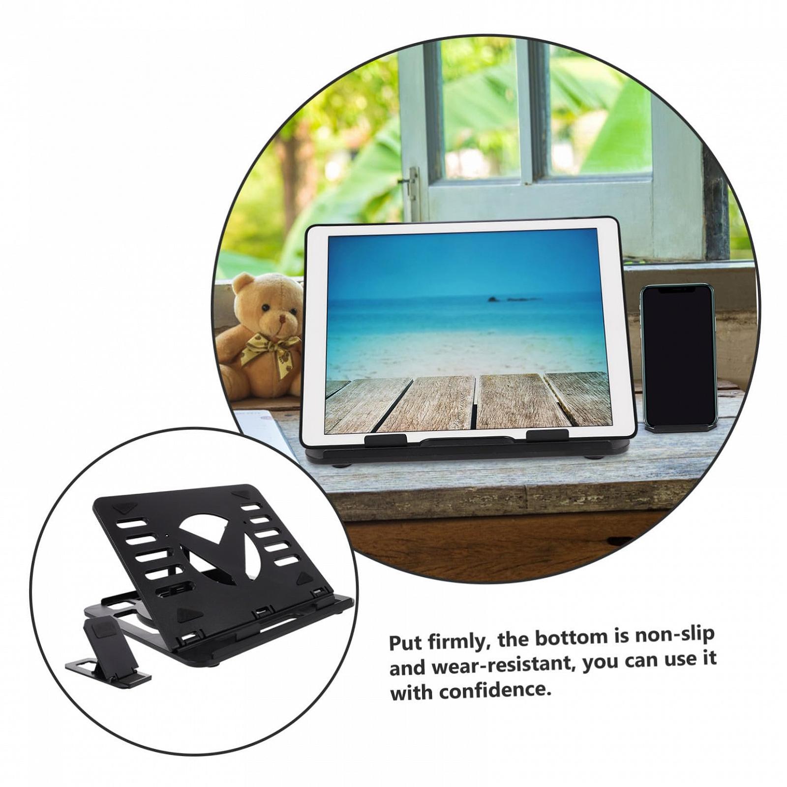 Складная подставка для ноутбука с вращающимся дизайном Нескользящая приподнятая настольная подставка для эргономичной работы Встроенный держатель для мобильного телефона для дома, офиса и путешествий, фото №9