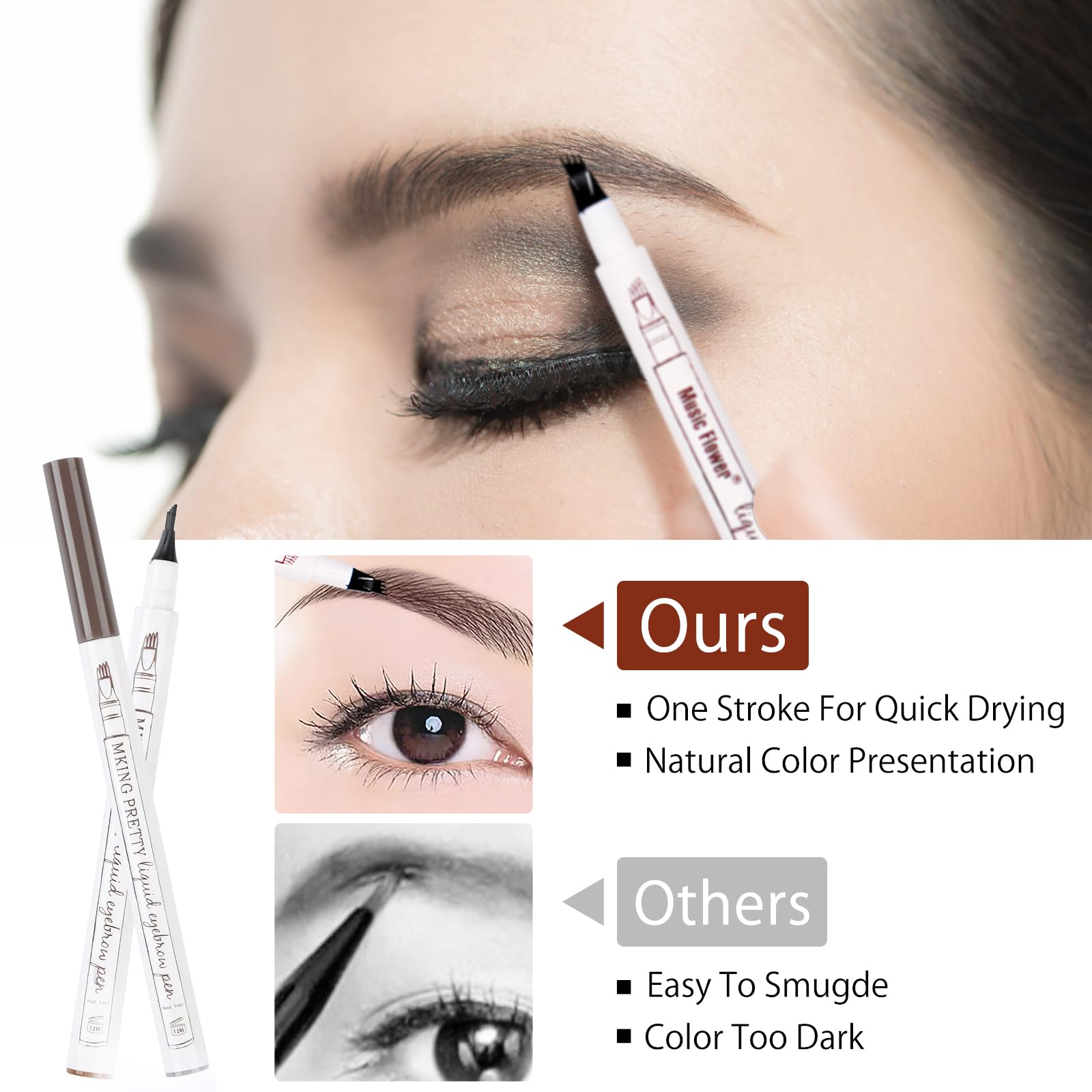 Олівець для брів Waterproof Micro-Fork Tip Long-Lasting Dark 4, фото №5