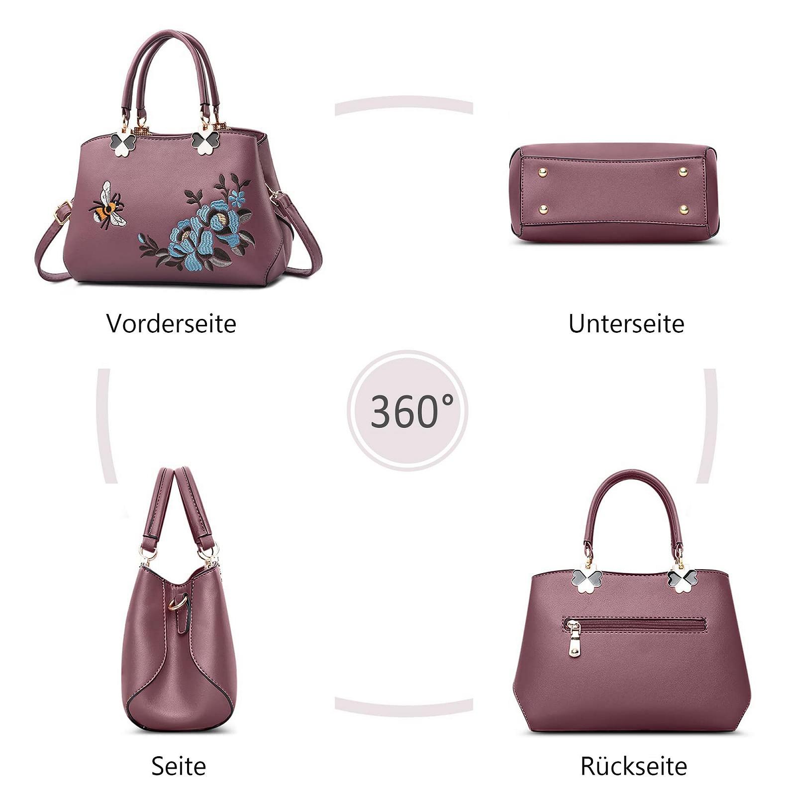 Сумка женская FOLOVEYA элегантная с цветами на плечо, тоут из искусственной кожи с верхней ручкой, кроссбоди для шоппинга, работы, путешествий, вышитая сумка на плечо, фото №4