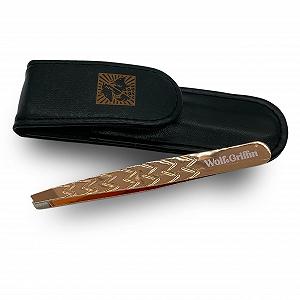 Пінцет Wolf & Griffin Ultimate Precision професійний скошений з чохлом Rose Gold - Фото 1