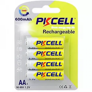 Аккумулятор PKCELL 1.2V AA 600mAh NiMH Rechargeable Battery 4 штуки в блистере за блистер Q12 - Фото 1