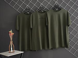 Комплект із трьох хакі футболок патріот герб I'm Ukrainian карта - Фото 1