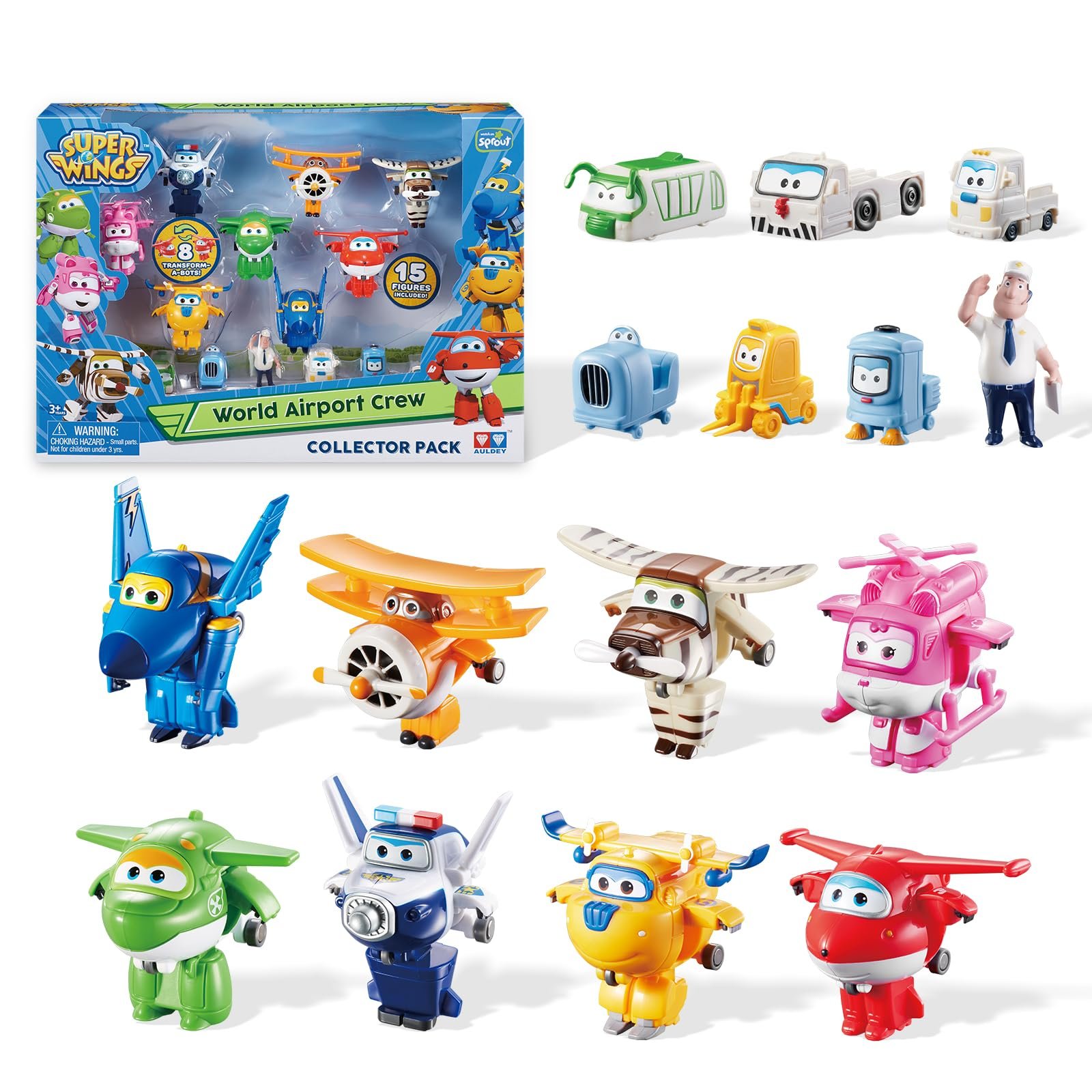 Фигурки Transform-a-Bots Alpha Group Co., Ltd. Super Wings World Airport Crew Series 1 Коллекционный набор 15 штук 5,1 см, фото №1