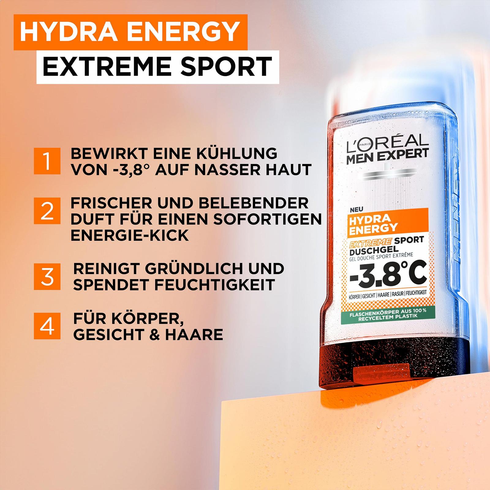 Гель для душа и шампунь мужской L'Oréal Paris Men Expert Hydra Energy Extreme Sport 6 x 250 мл, фото №3