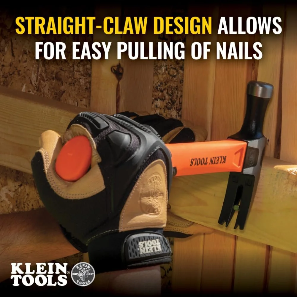 Молоток-гвоздодер Klein Tools H80816 13" 16 унций с гладкой головкой и ручкой из стекловолокна, фото №2