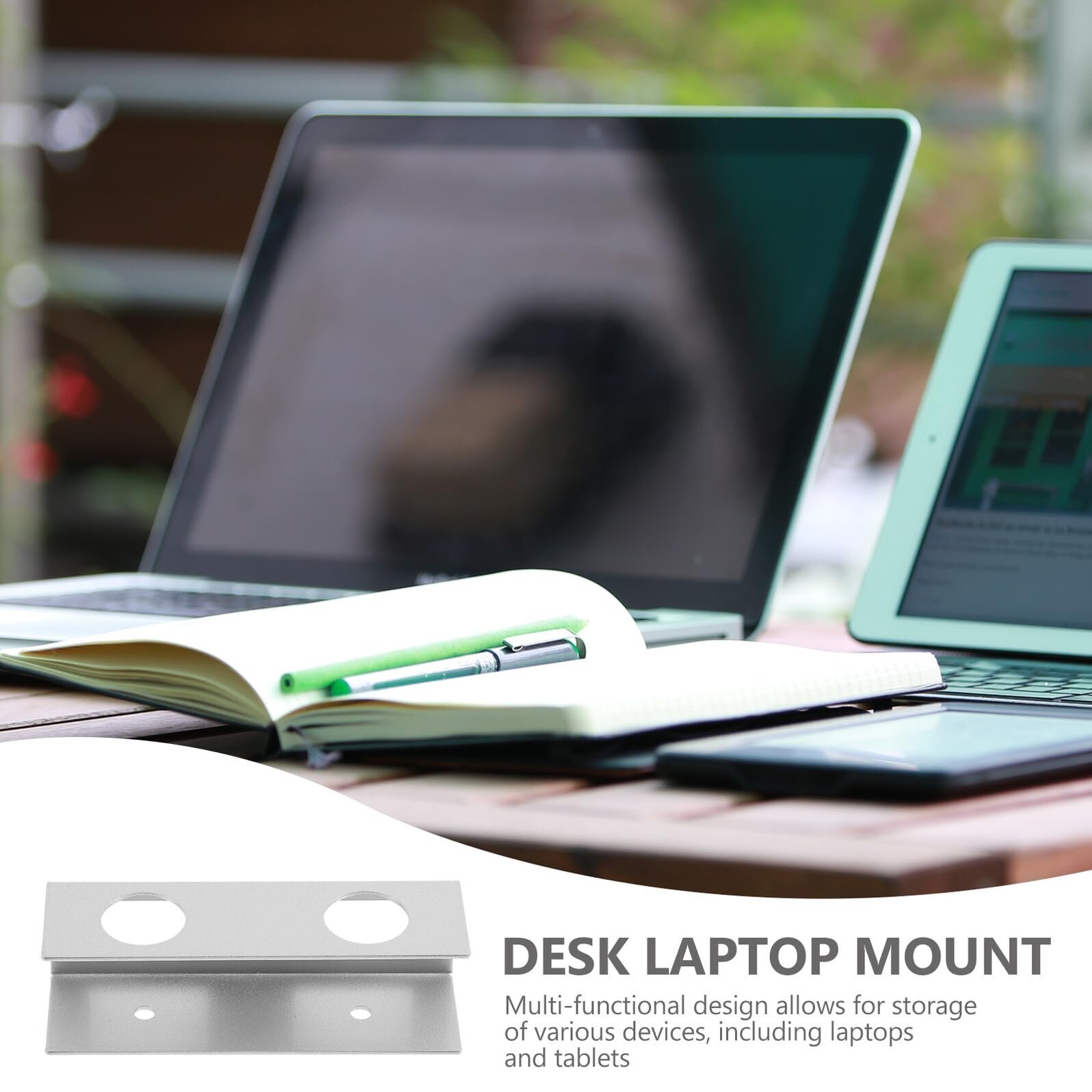 Металлический держатель для ноутбука под стол Platzsparende Многофункциональный для организации рабочего стола Безопасное хранение Элегантный серебристый дизайн, фото №4