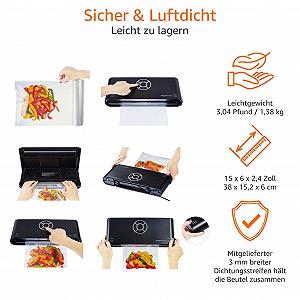 Вакуумний пакувальник AmazonBasics Шов 30 см + рулон вакуумних пакетів, чорний synthetic.ua - Фото 1