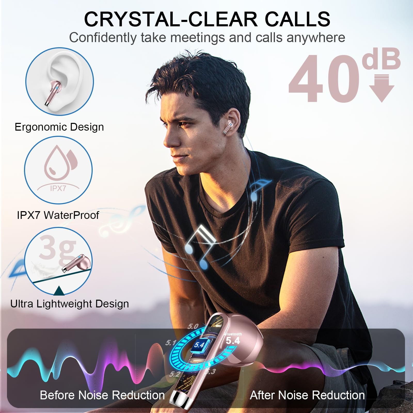 Наушники-переводчики Rose Gold, фото №5