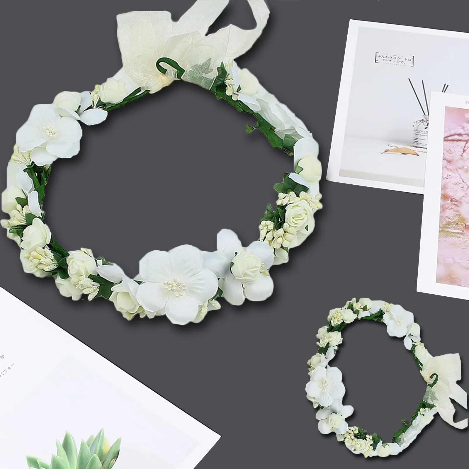 Вінок для волосся весільний Квітковий, фото №5