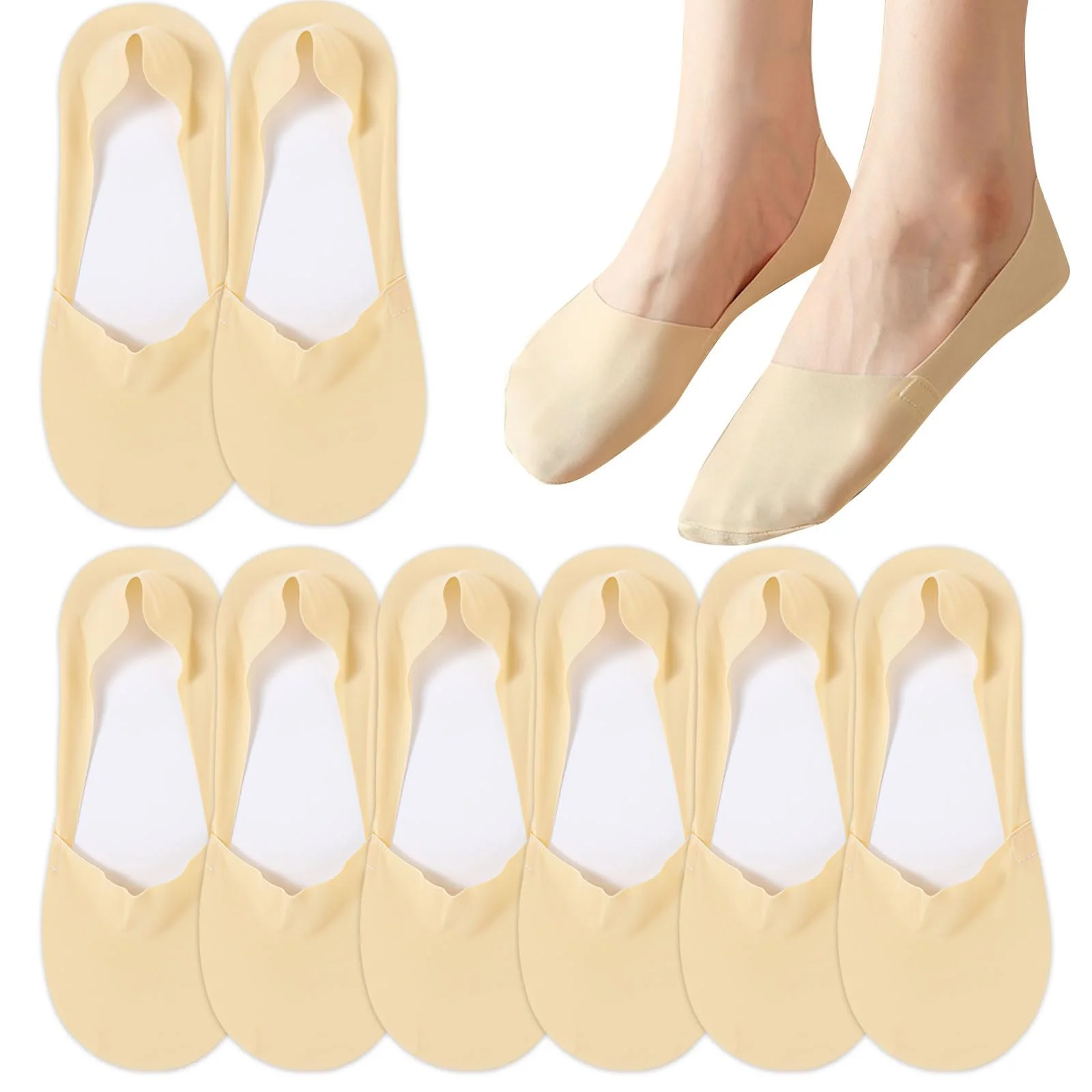 Женские носки-следки Ice Silk Nude Colour, 8 пар, фото №1