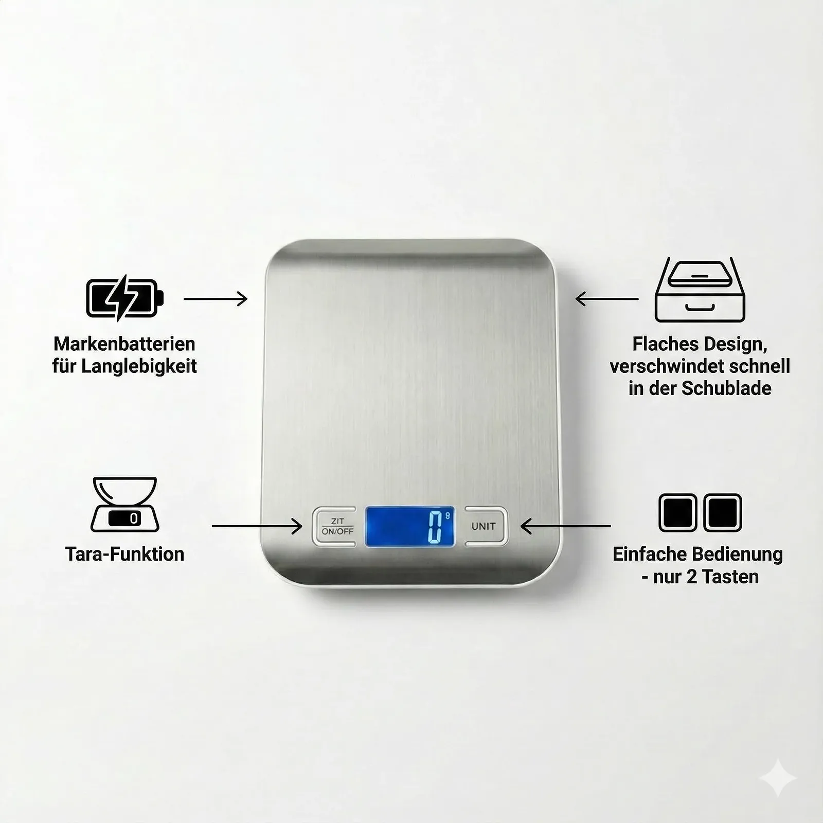 Кухонні ваги Digital Stainless Steel Slim 10 kg 1 g, фото №3