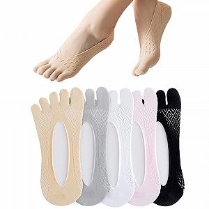 Носки с пальцами 5 пар, Женские носки для тренировок, Нескользящие дышащие носки, Предотвращают тесноту пальцев, Один размер, 5 цветов - Фото 1
