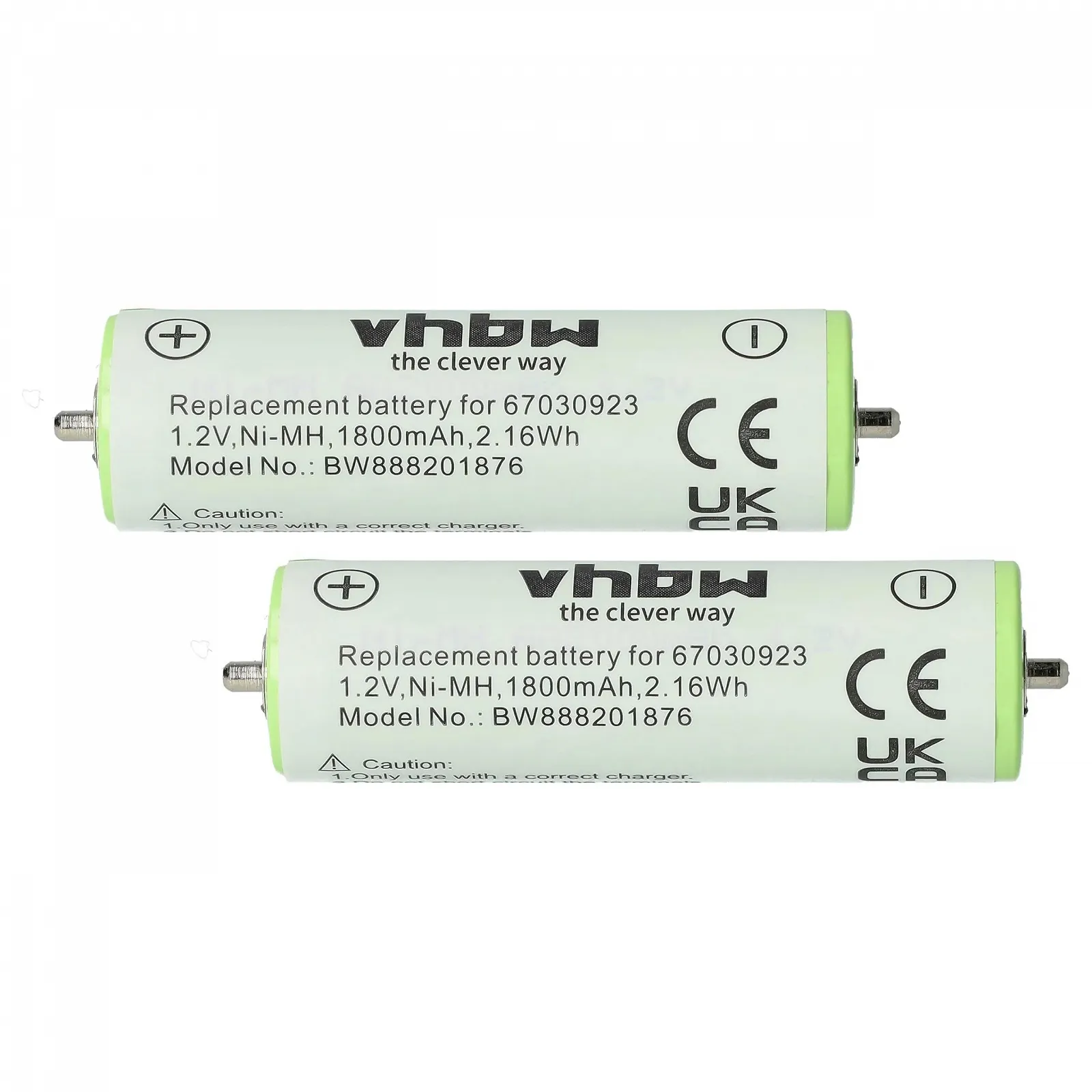 Акумулятори vhbw 4739 TriControl 4746 4747 4776 Тип 5716 (2 шт., 1800 мАг, 1.2 В, NiMH), фото №1