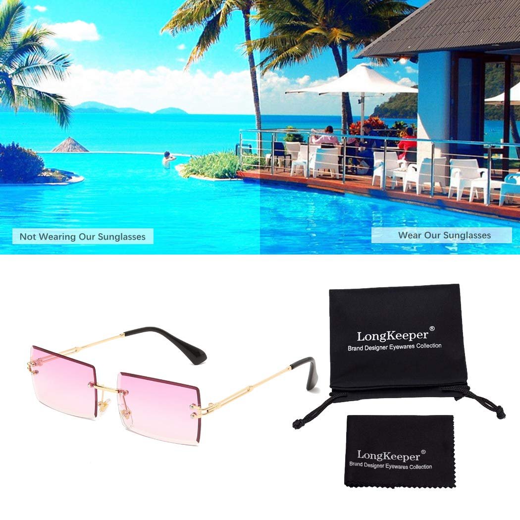 Вінтажні Прямокутні Сонцезахисні Окуляри Long Keeper 90-х Ретро Без Обідка для Чоловіків та Жінок з UV Захистом, фото №4 Вінтажні Прямокутні Сонцезахисні Окуляри Long Keeper 90-х Ретро Без Обідка для Чоловіків та Жінок з UV Захистом, фото №4