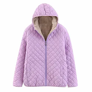 Купити Жіноча Куртка Модна, Вільна, В клітинку, Флісова, З капюшоном, Однотонна, З довгими рукавами, Тепла, Бавовняна зимова - Фото 1 Жіноча Куртка Модна, Вільна, В клітинку, Флісова, З капюшоном, Однотонна, З довгими рукавами, Тепла, Бавовняна зимова - Фото 1