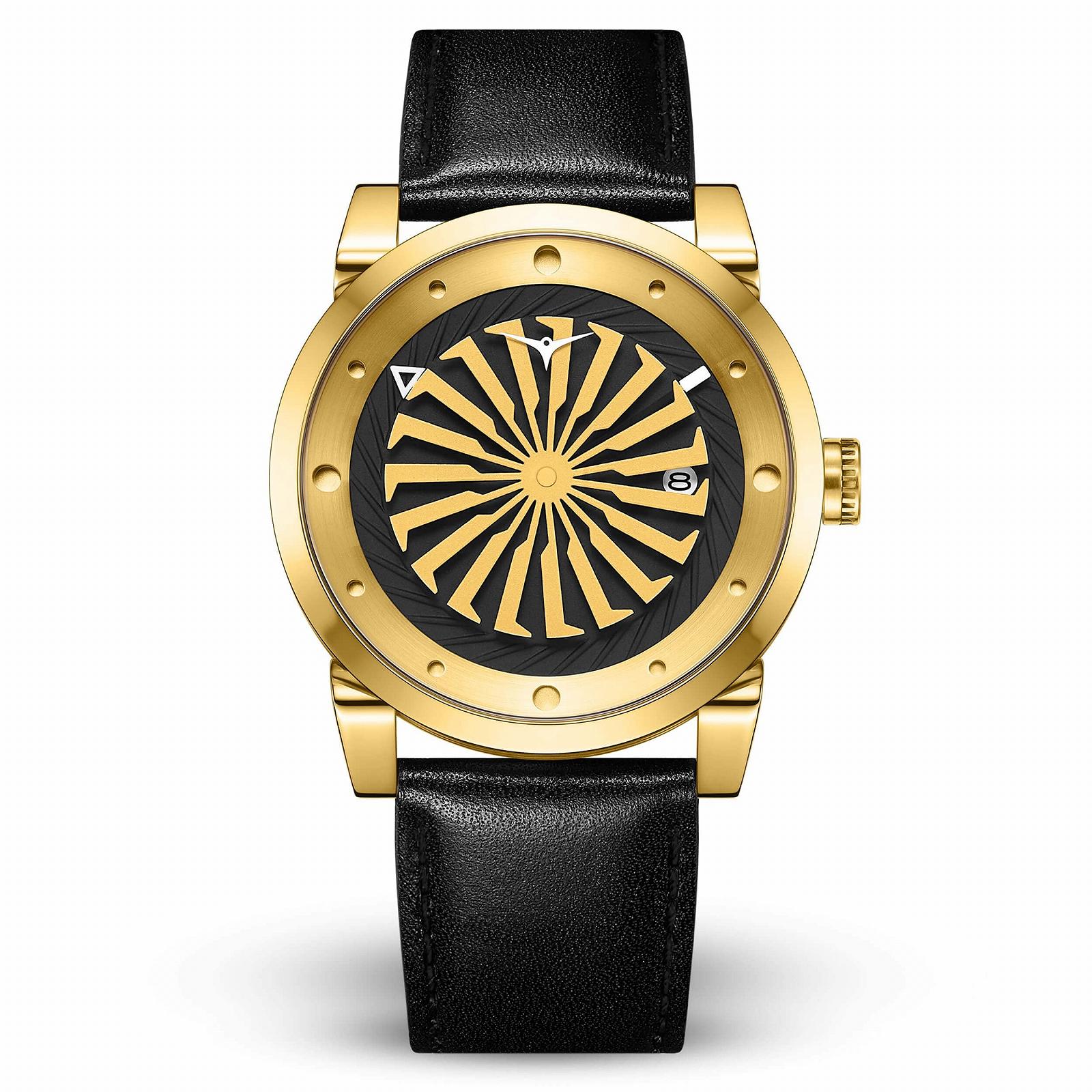 Годинник ZINVO Blade 12K Gold чоловічий, люкс, з італійським шкіряним ремінцем, фото №1