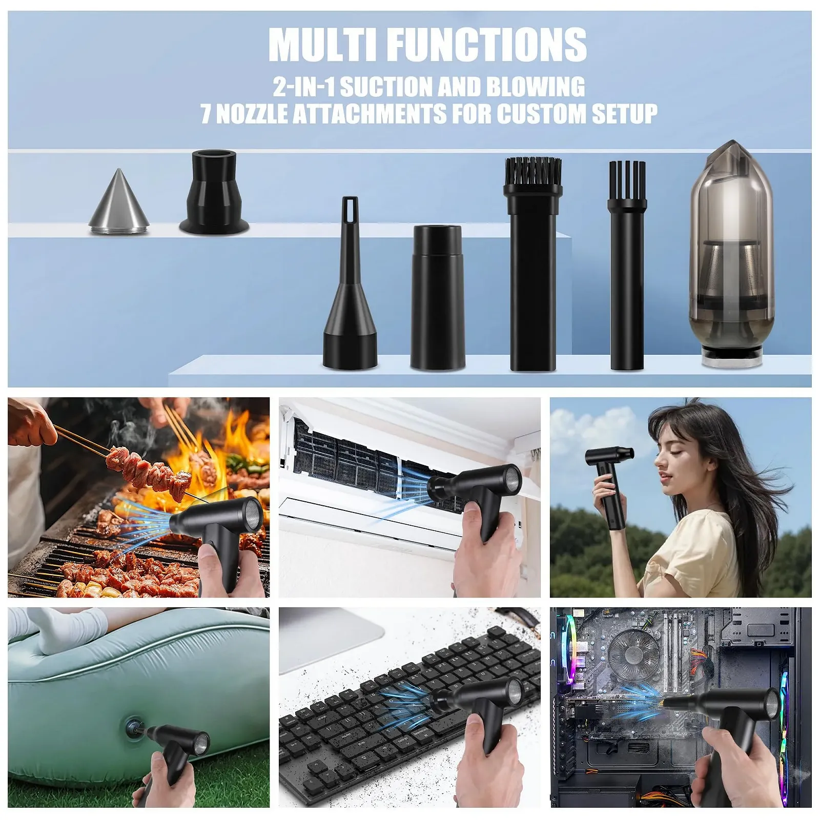 Электрическая воздуходувка 2 в 1 120,000 rpm 8000 mAh Регулируемая скорость, фото №7 Электрическая воздуходувка 2 в 1 120,000 rpm 8000 mAh Регулируемая скорость, фото №7