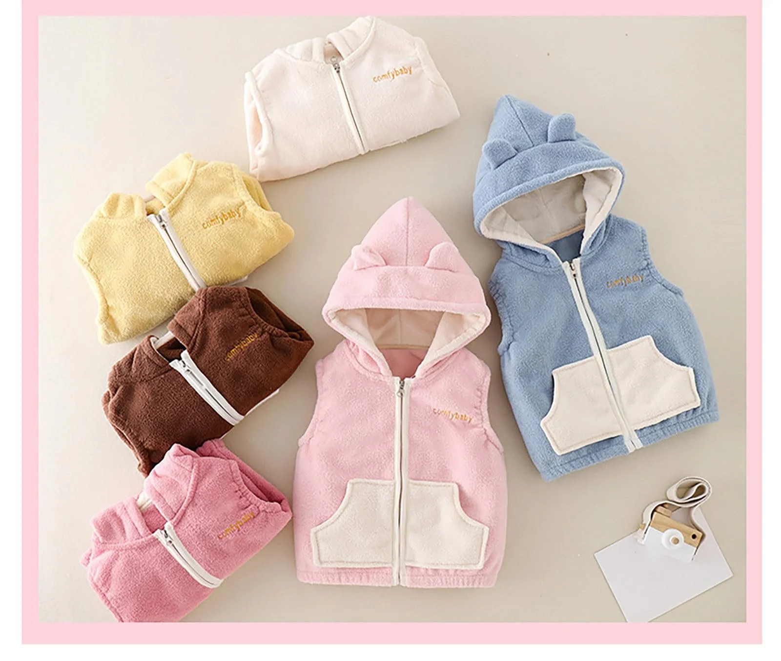 Жилет стеганый Generisch Легкий зимний для девочек и мальчиков Безрукавки Пальто Милый жилет с капюшоном Пуховый жилет Осенне-зимний Осенний жилет для активного отдыха, фото №4