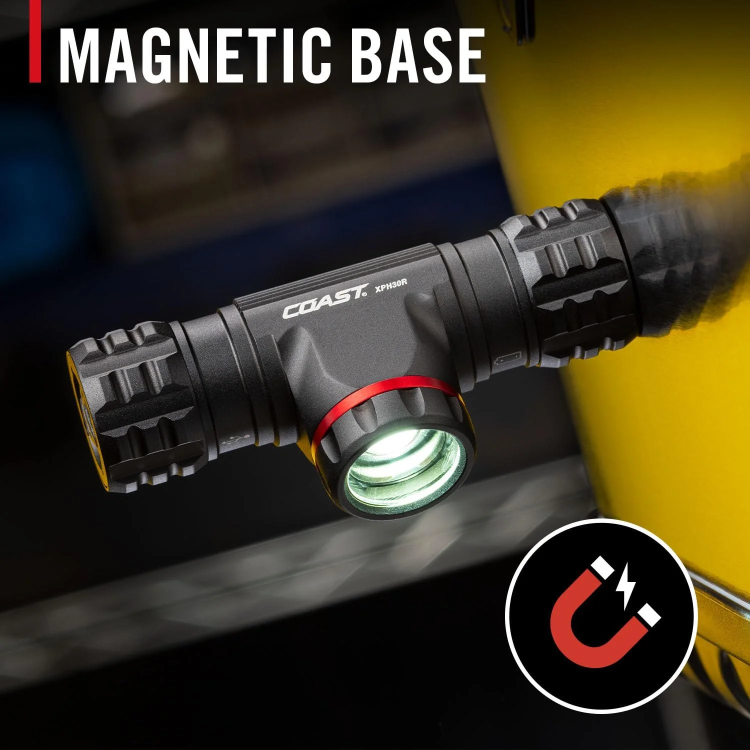 Налобний ліхтар Coast XPH30R 1200 люмен з фокусуванням, USB-C акумуляторний, подвійного живлення, світлодіодний, з магнітною основою, чорний, фото №7