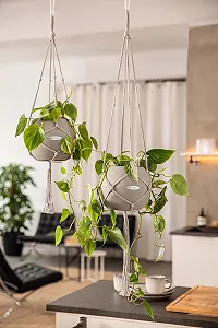 Підвісне кашпо макраме Lechuza Cotton Pure 120 100% бавовна чорне 13899 synthetic.ua - Фото 1