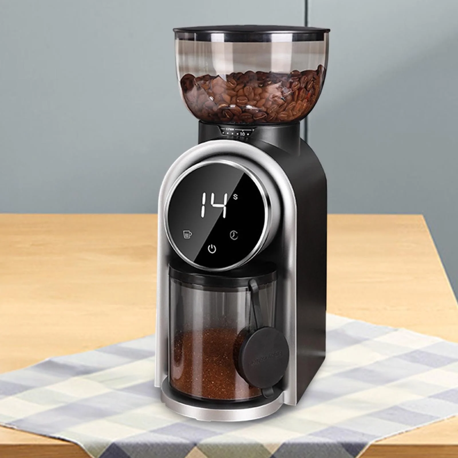 Электрическая кофемолка перфек Burr, эспрессо-кофемолка, 5-14 с, емкость 2-14 чашек, 25 регулируемых скоростей, черная, фото №4