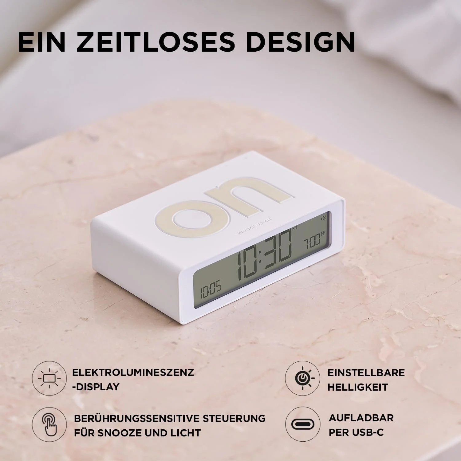 Цифровий будильник Lexon Flip Mini Travel, світлодіодний, з функцією вкл./викл., регульованою яскравістю, фото №4