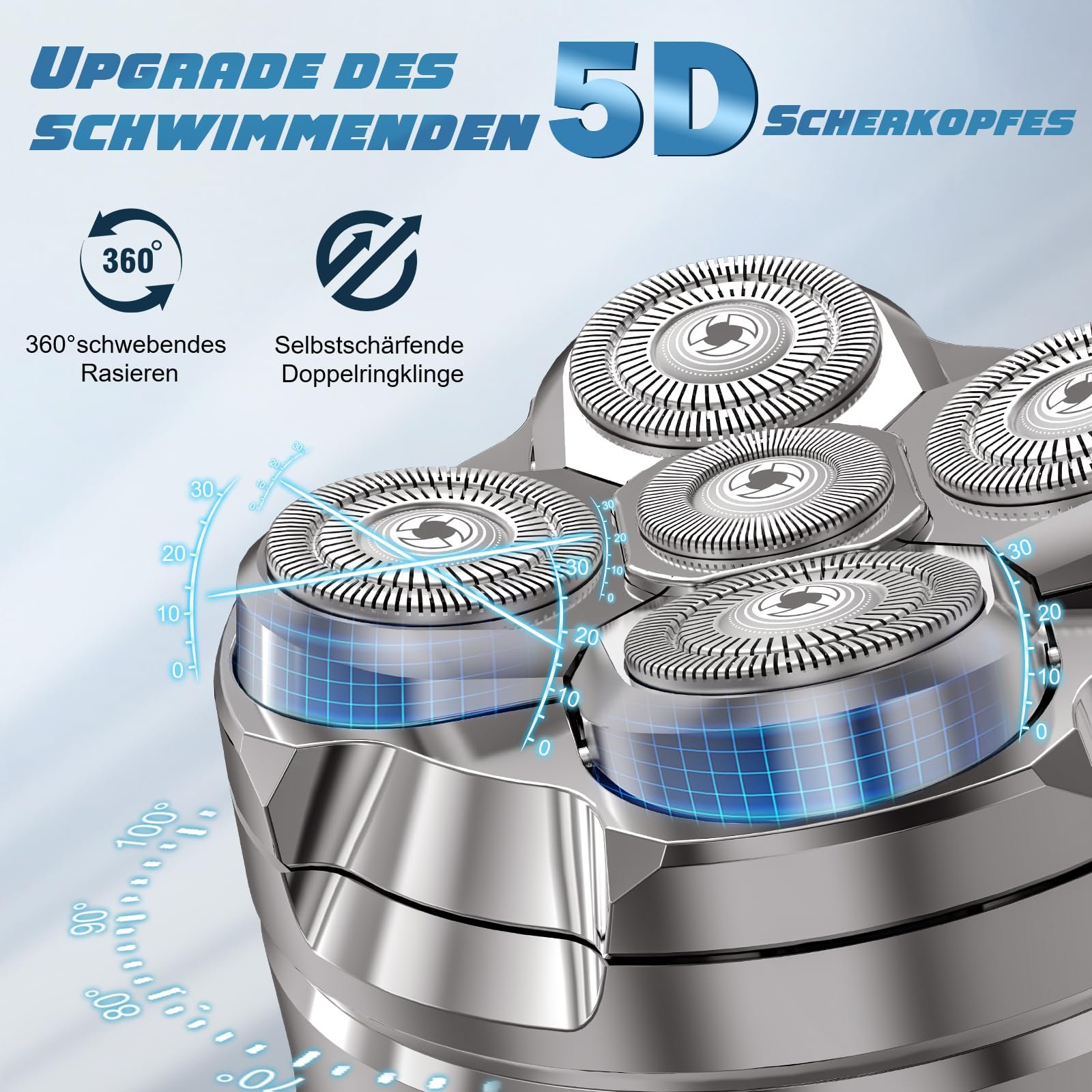 Электробритва для головы Luctry 5D магнитная IPX7 для сухого и влажного бритья, фото №4
