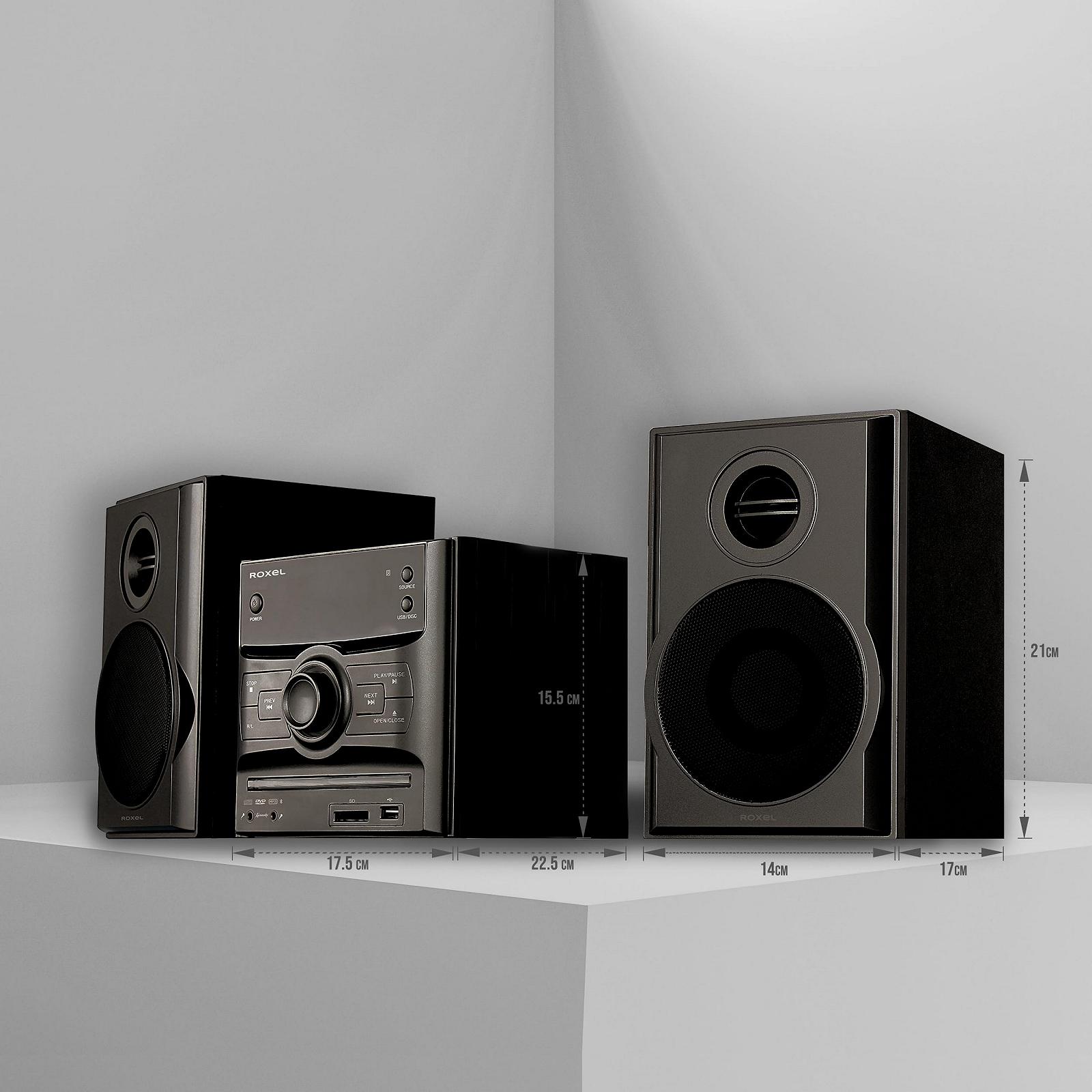 Мини-стереосистема Roxel RCD-250BT Micro Hi-Fi, DVD-проигрыватель, функция караоке, дистанционное управление, беспроводное воспроизведение, FM-радио, воспроизведение USB MP3, выходная мощность 40 Вт RMS, фото №7