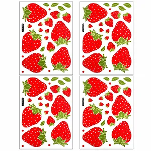 Наклейки на стіну Fruit Strawberry Waterproof Removable 4 аркуші 92 шт. - Фото 1