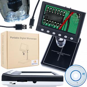 Цифровой микроскоп Rosfix DM7-B1, 4.3-дюймовый дисплей, увеличение 40X-1000X, 1080P HD, 8 светодиодных ламп - Фото 1