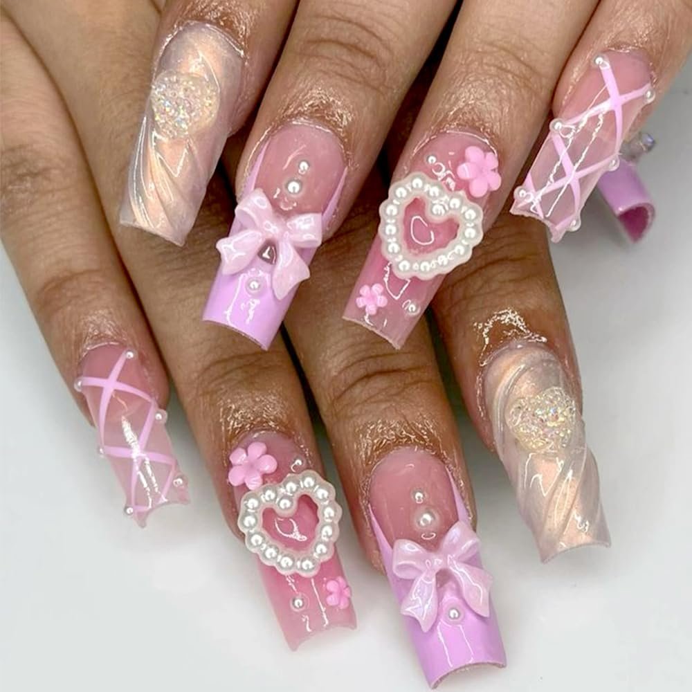 Набір прикрас для нігтів 100 шт, Рожевий, фото №6