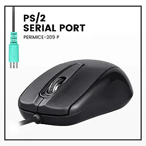 Мышь проводная Perixx Perimice-209 P PS2 с колесом прокрутки, 1000 DPI, оптическая, кабель 1,8 м, черная synthetic.ua - Фото 1