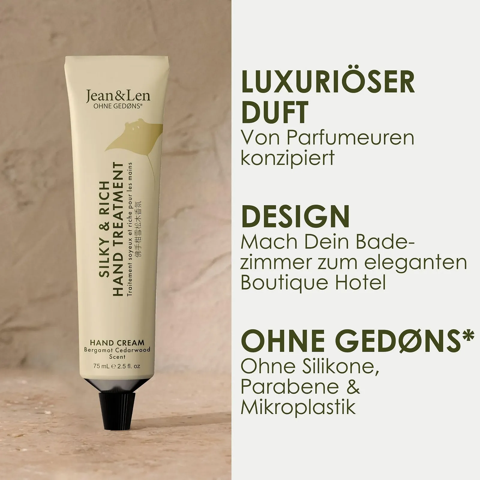 Крем для рук Jean & Len Silky & Rich Bergamot & Cedarwood Живильний 75 мл, фото №2 Крем для рук Jean & Len Silky & Rich Bergamot & Cedarwood Живильний 75 мл, фото №2