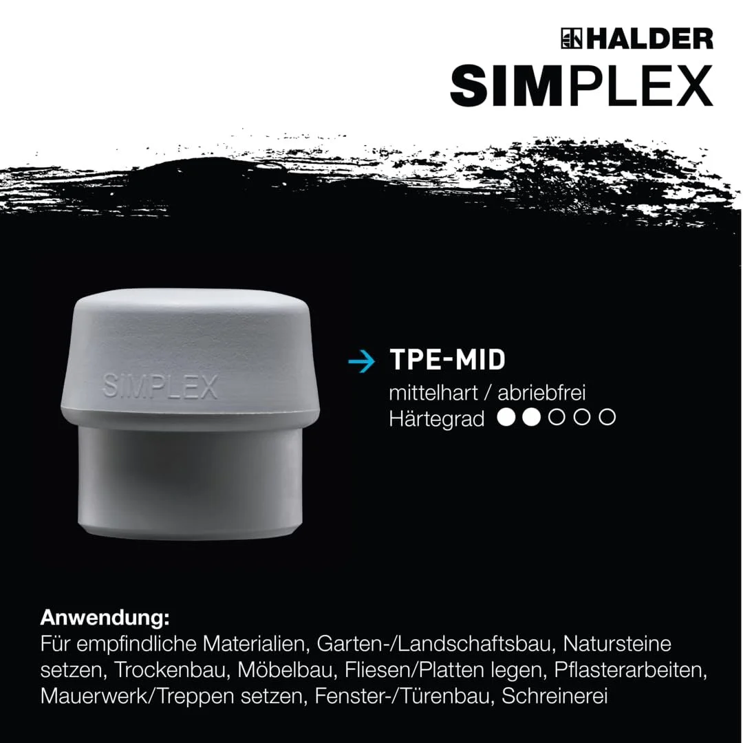 М'який молоток Halder Simplex 3013060 60 mm TPE-soft / TPE багатоколірний, фото №7