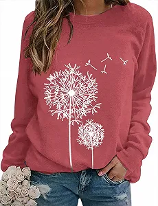 Женский свитшот Dresswel Одуванчик с длинными рукавами, принт одуванчика, осенне-зимний пуловер, блузка, топы - Фото 1