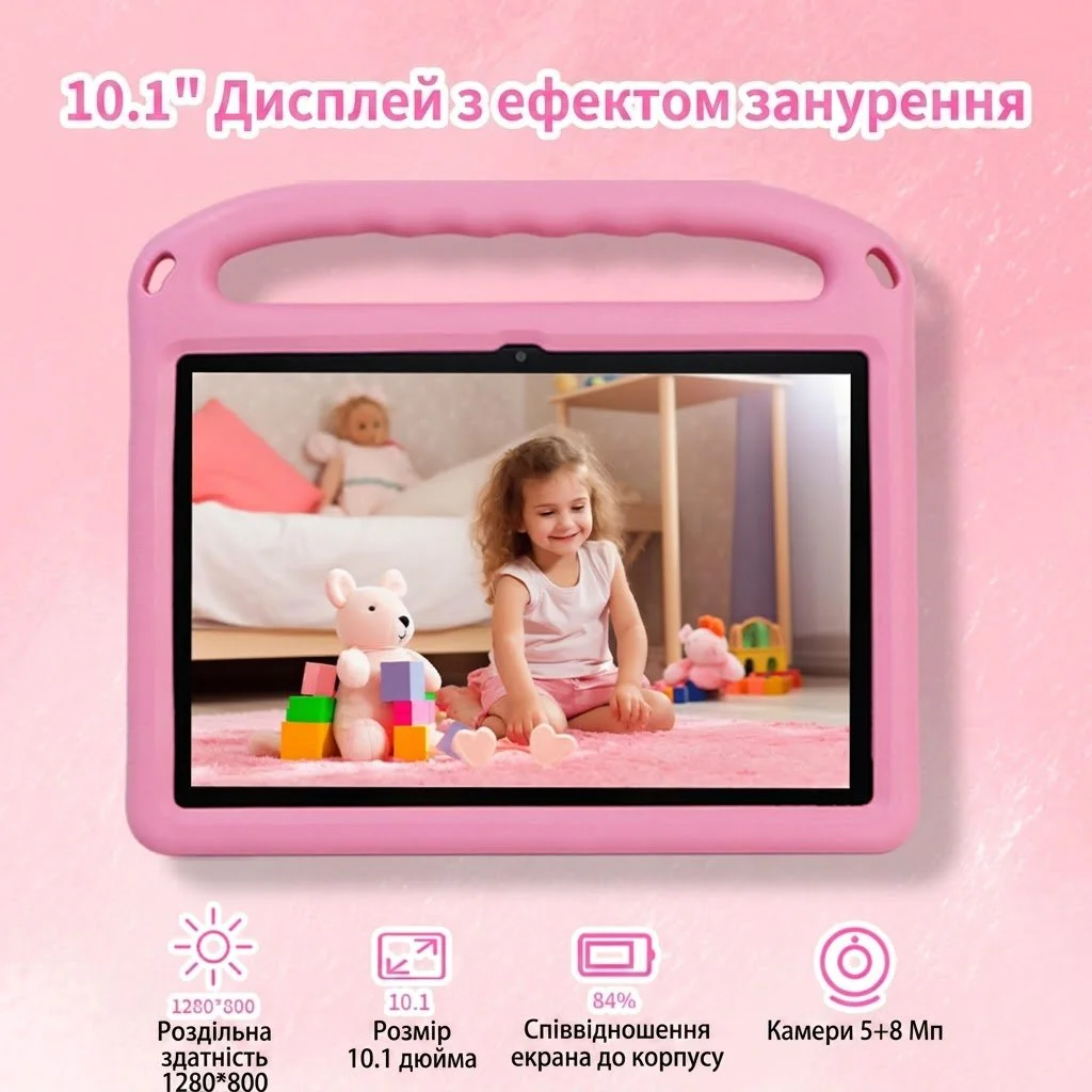 Планшет 10.1" CWOWDEFU C18W 4+4/128Gb 4 ядра Android 14 6000 mAh Pink, фото №2
