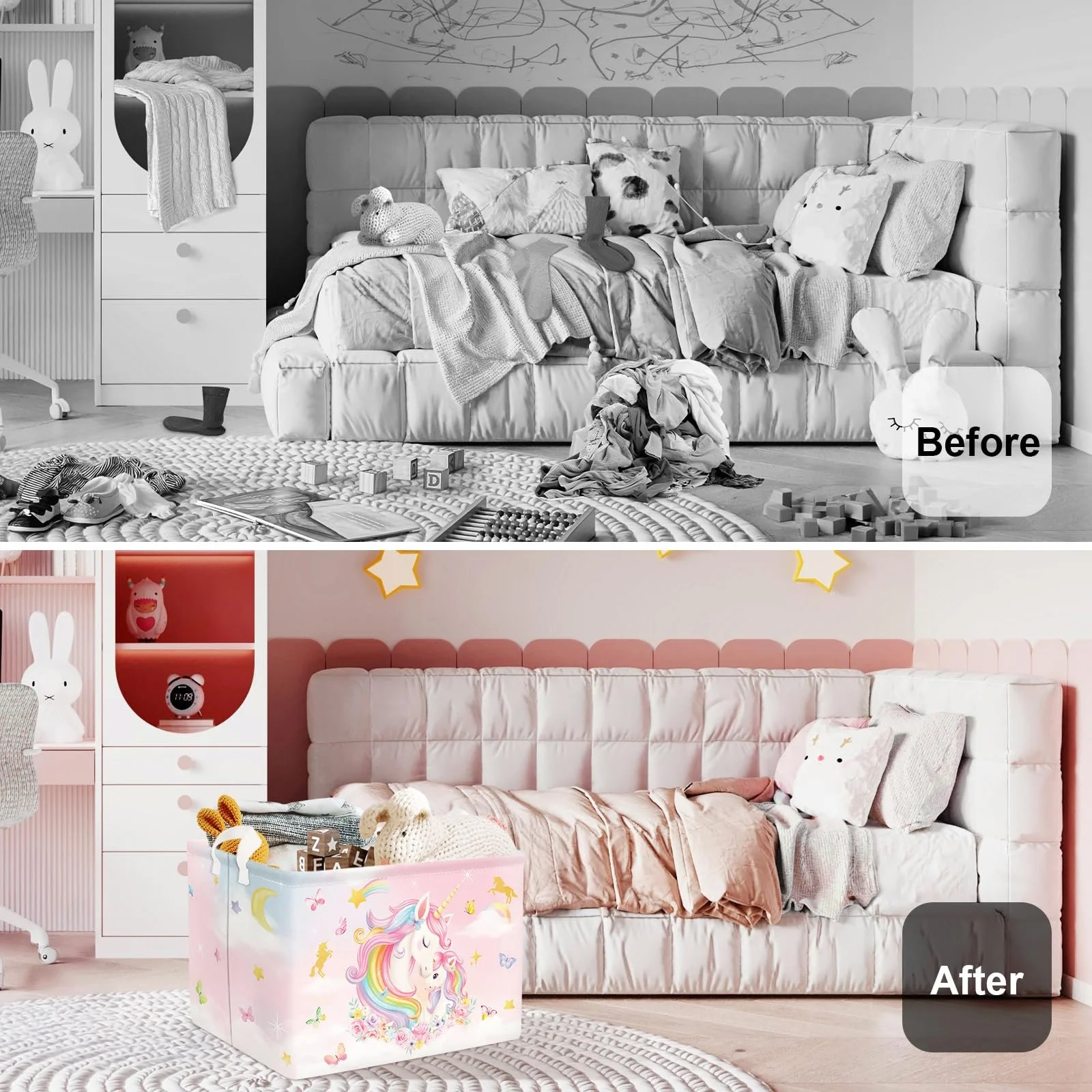 Корзина для игрушек Детская HUUMONSS Unicorn, складная для девочек, большая, 36 л, фото №2 Корзина для игрушек Детская HUUMONSS Unicorn, складная для девочек, большая, 36 л, фото №2