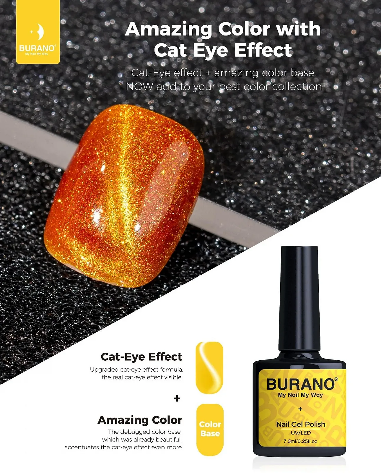 Гель-лак для нігтів 9D Котяче око BURANO Хамелеон з магнітними блискітками (MY31), фото №5