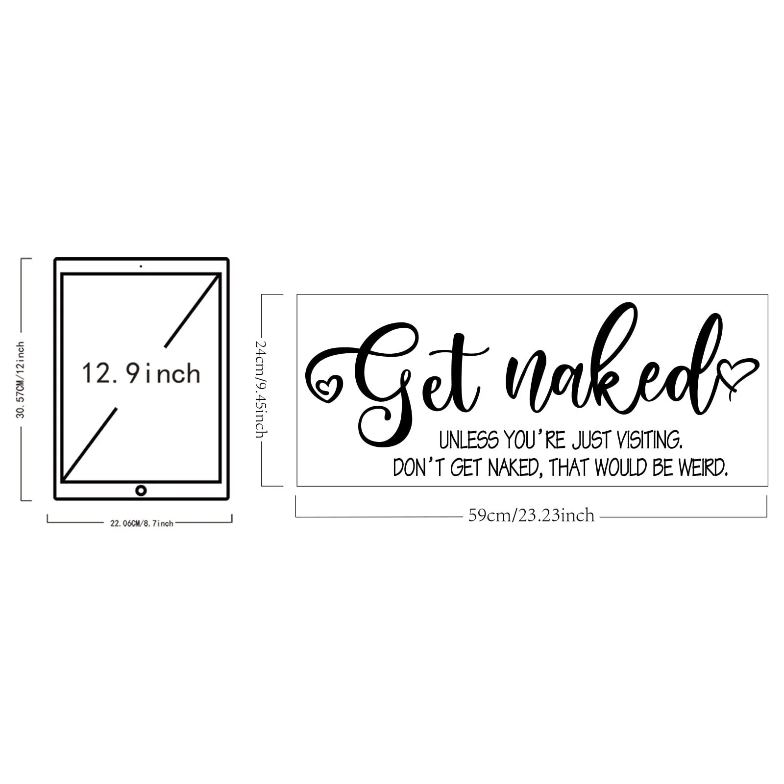 Наклейка на стіну SUPERDANT Funny Quotes Get Nude 24 x 59 см, фото №2