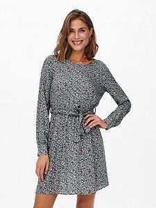 Сукня ONLANE LIFE L/S BELTED DRESS WVN 15242603-Stormy Sea-AOP:CURIOSA DITSY ONLY Сірий S - Фото 1
