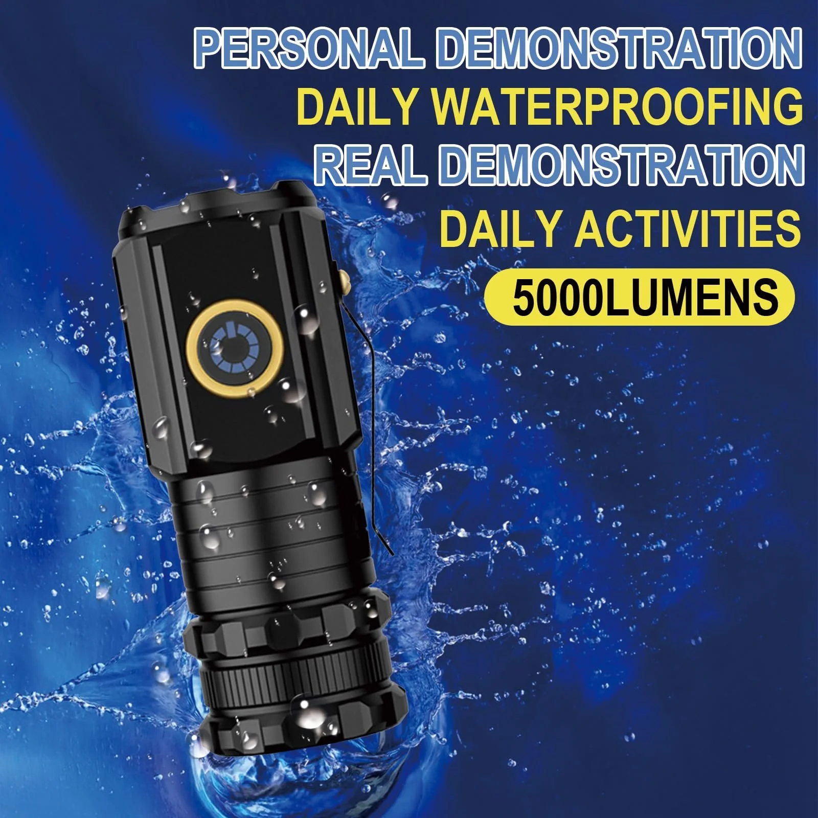 Ліхтар LED Акумуляторний Міні  LED Надзвичайно Яскравий 5000 Люмен 5 Режимів Освітлення Водонепроникний для Надзвичайних Ситуацій на Відкритому Повітрі Кемпінгу, фото №3