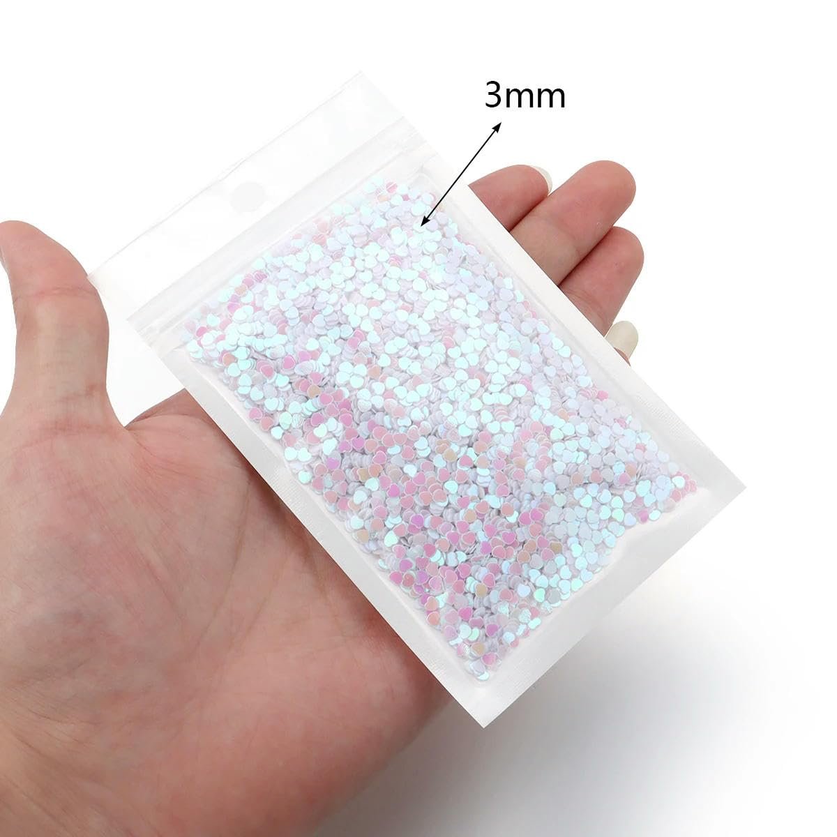 Блестки 3 мм Персиковое сердце Красный, 30 г, фото №2