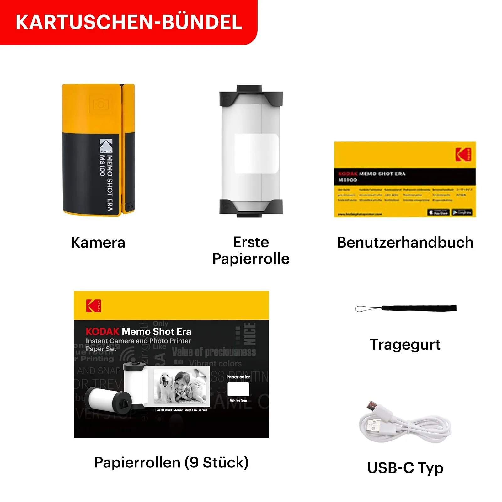 Детская фотокамера мгновенной печати и принтер для этикеток Kodak Era Memo Shot с 10 рулонами этикеток Белый, фото №7