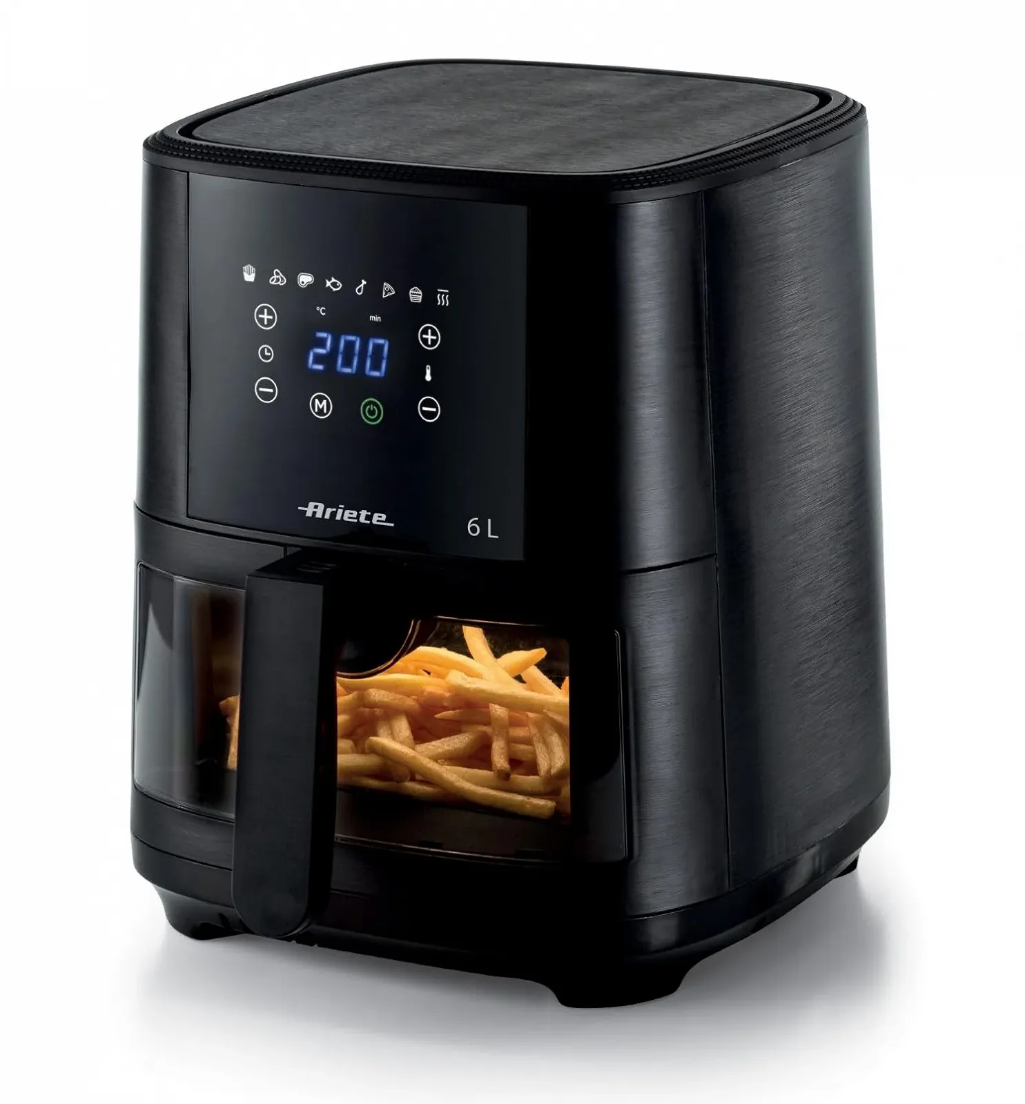 Мультипіч Ariete 6 л 1300 Вт 2.5 кг 8 програм до 200°C з прозорим кошиком Чорна, фото №2 Мультипіч Ariete 6 л 1300 Вт 2.5 кг 8 програм до 200°C з прозорим кошиком Чорна, фото №2