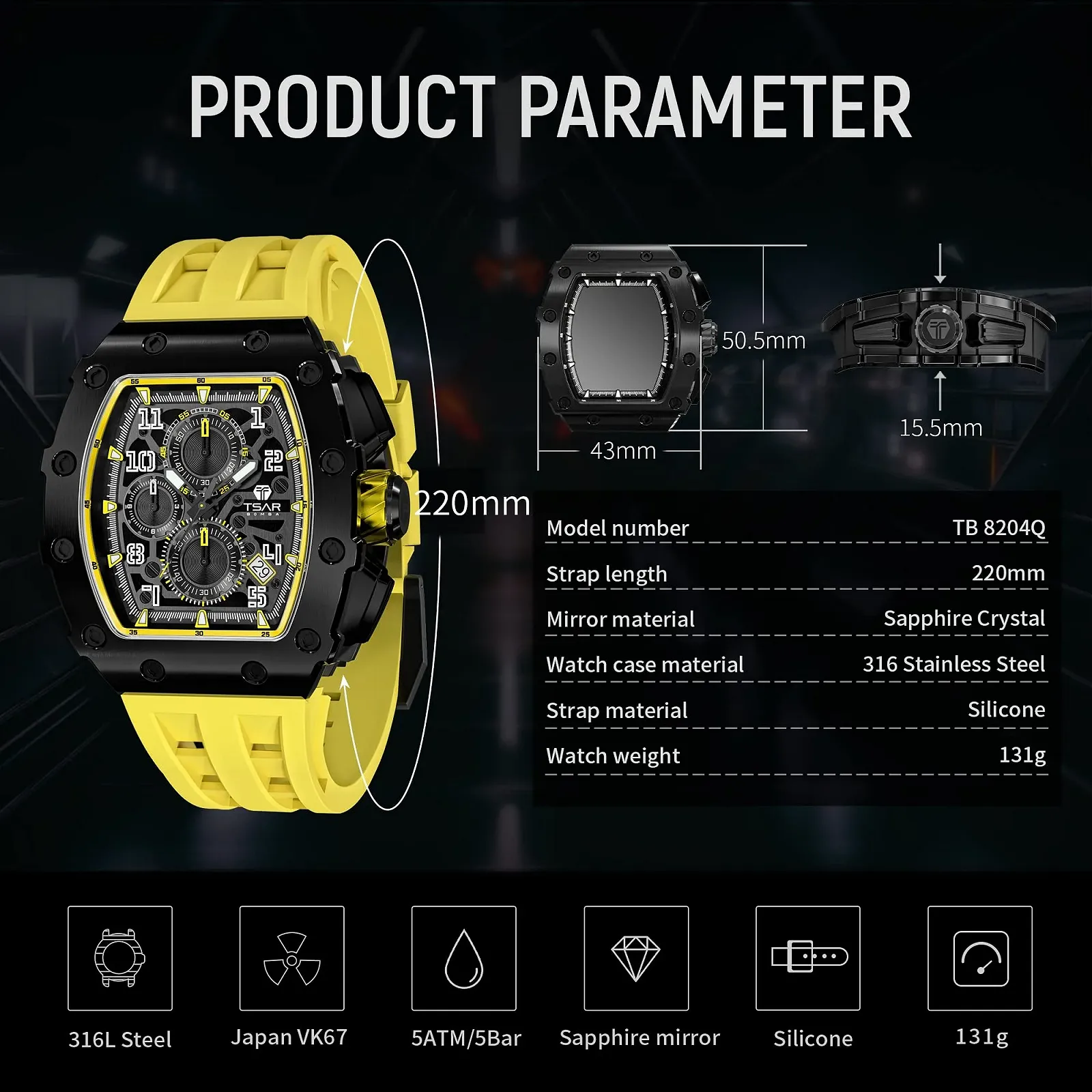 Мужские часы TSAR BOMBA Кварцевый Хронограф Водонепроницаемые Мужские часы для Мужчин Элегантность Нержавеющая сталь/Углеродное волокно/Бриллиантовый корпус/Смола Бизнес/Спорт/На улице/В помещении, фото №6 Мужские часы TSAR BOMBA Кварцевый Хронограф Водонепроницаемые Мужские часы для Мужчин Элегантность Нержавеющая сталь/Углеродное волокно/Бриллиантовый корпус/Смола Бизнес/Спорт/На улице/В помещении, фото №6