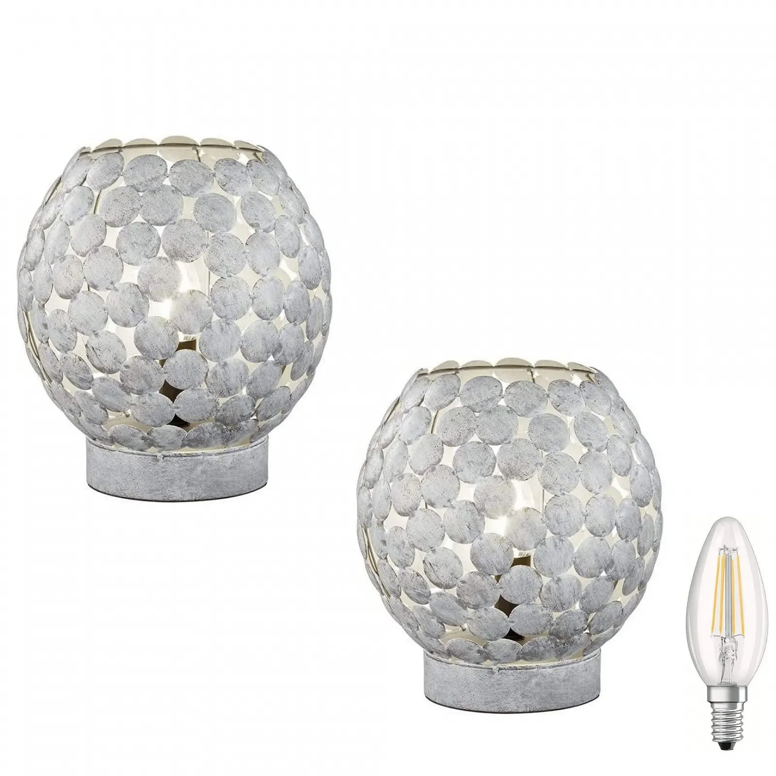 Набор из 2 металлических настольных ламп E14 с выключателем на шнуре, ретро винтаж, фото №1