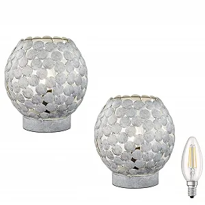 Набор из 2 металлических настольных ламп E14 с выключателем на шнуре, ретро винтаж - Фото 1